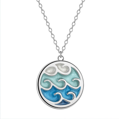 Fashionable Wave Sea Pendant Simple Trendy Stainless Steel Necklace