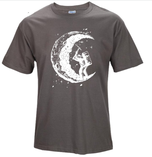 S.M. Digging The Moon Print Casual T-Shirt