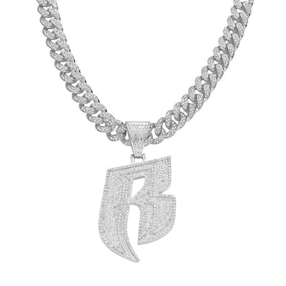 Men's Fashion And Fully-jewelled Letter B Pendant Necklace