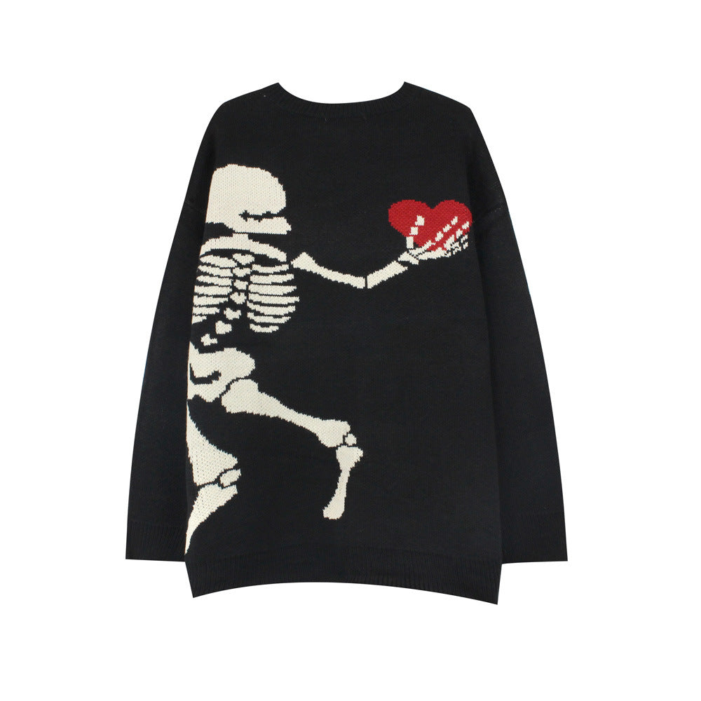 Mens "Skeletons Have Hearts Too" Round Neck Sweater S.M.