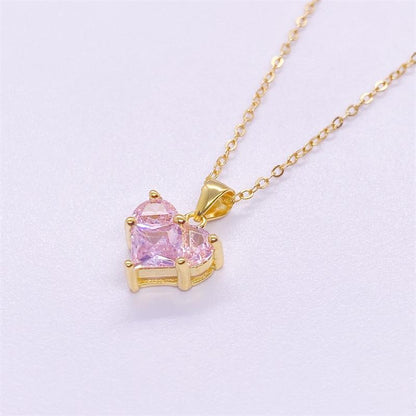 Fashion S925 Sterling Silver Heart-shaped Zircon Pendant Necklace