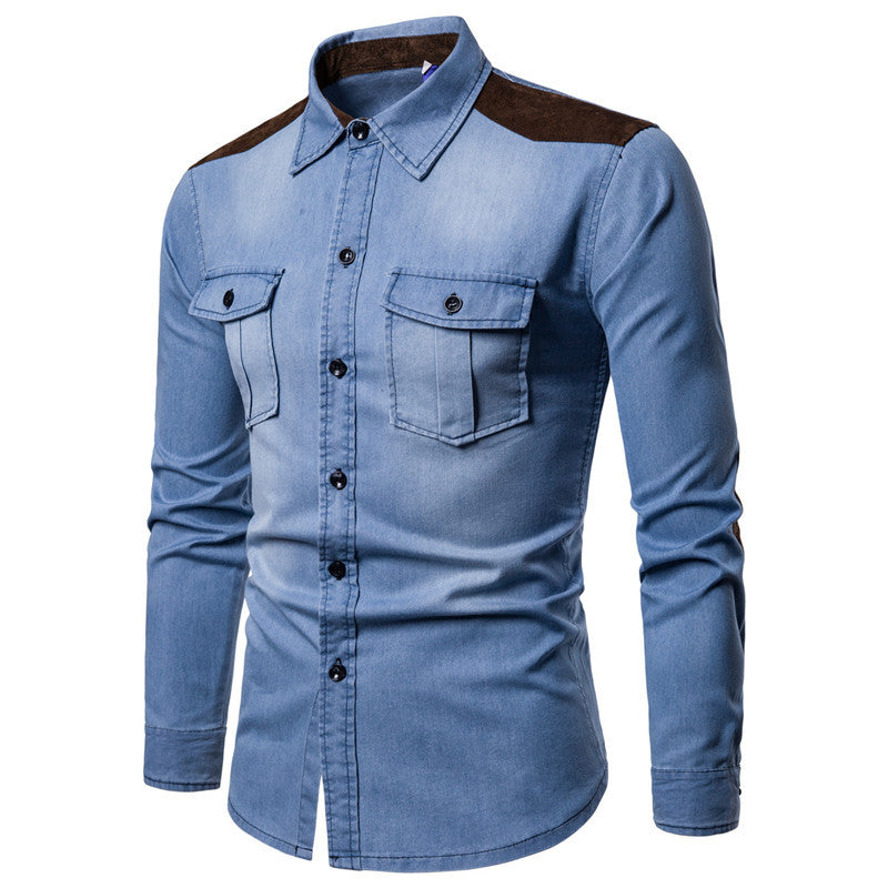 F.J.C  S.M.  Men's Patch denim shirt