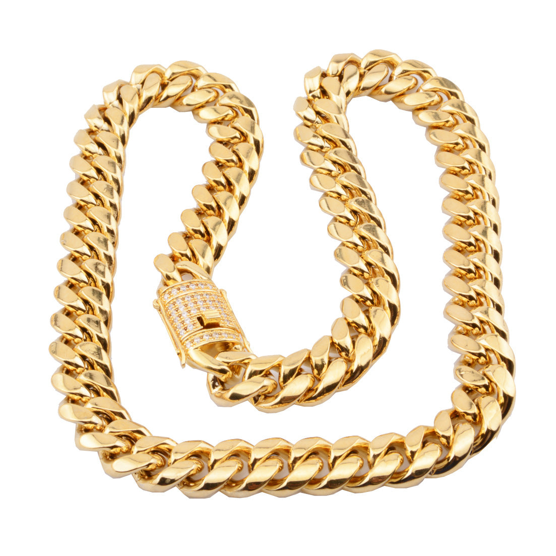 a gold chain with a lock on it