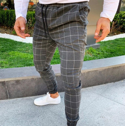 F.J.C.  S.M.  Plaid Print Men's Casual Stretch Pants