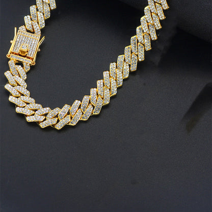 Cross 4.0mm Diamond Studded Single Row Men's Necklace