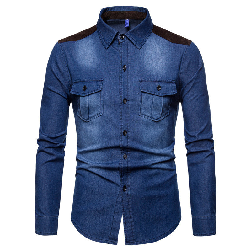 F.J.C  S.M.  Men's Patch denim shirt