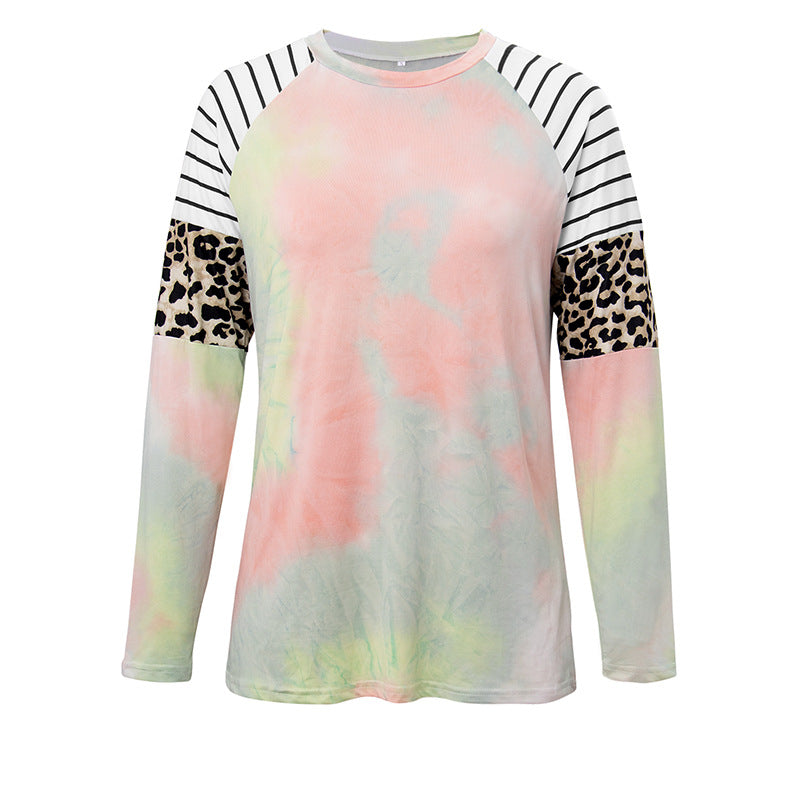 S.W. Tie-dyed leopard-print T-shirts