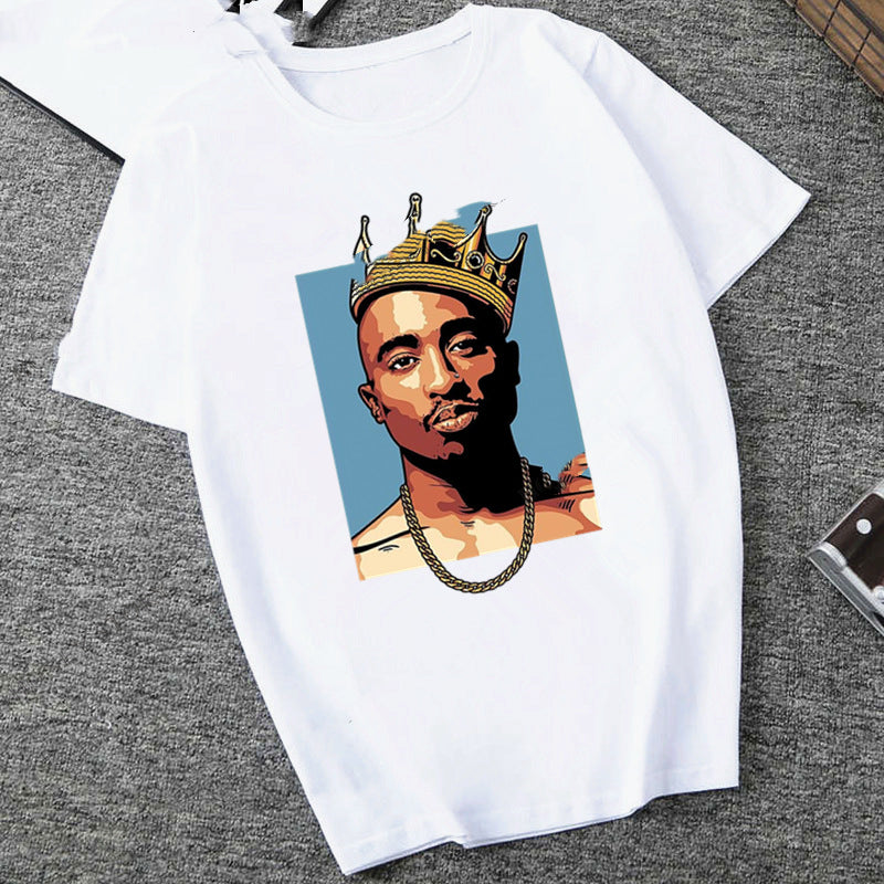 S.M. Hip-hop Fashion Print Men's And Women's Trendy T-shirt S.W.