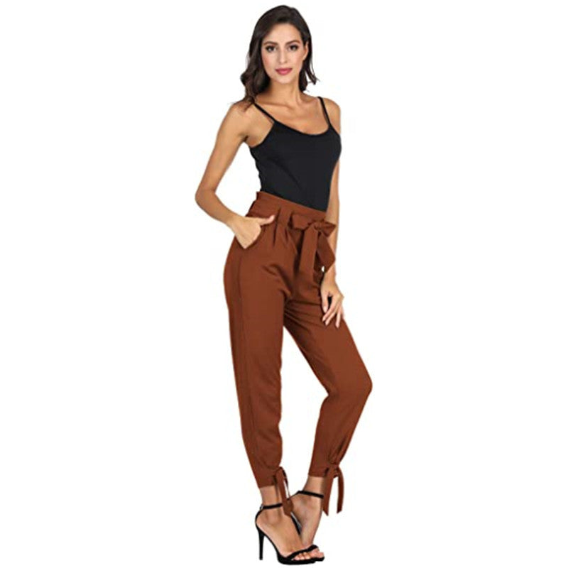 S.W. High Waisted Lace Up And Loose Fitting pants Women Clothing