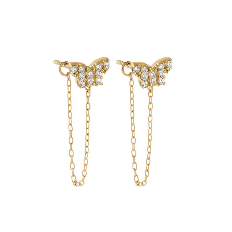 Diamond Inlaid Zircon Butterfly Integrated Earrings