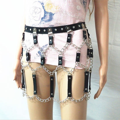 Rhinestone Inlaid Punk Belt Hip-hop Jewelry Waist Chain