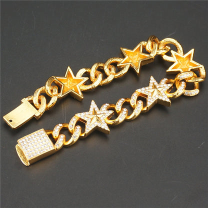 Hipster Five-pointed Star Cuban Link Chain Bracelet