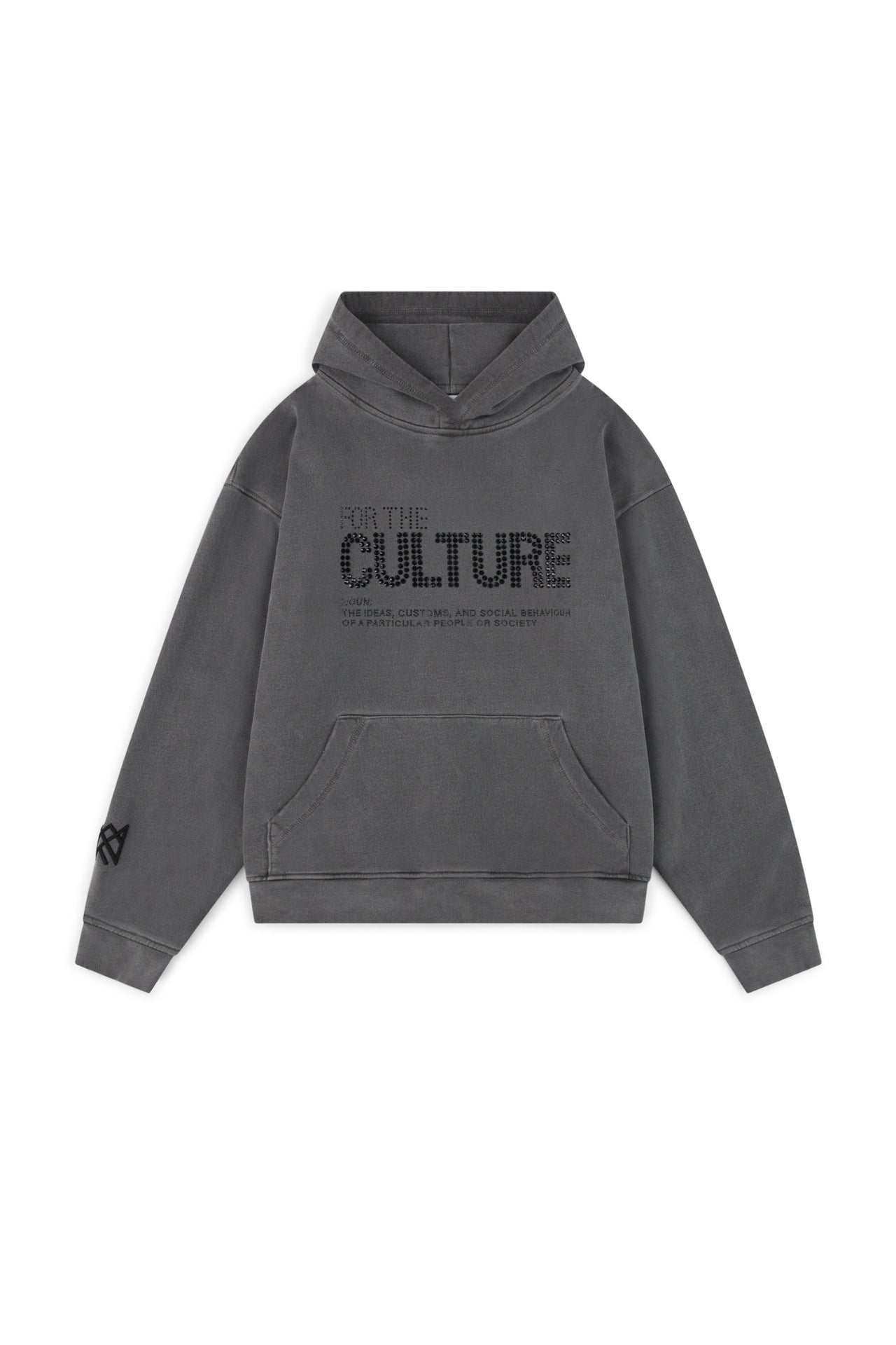 S.M. "CULTURE". Retro Letter Rhinestone Street Hoodie