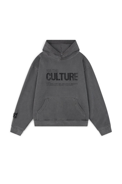 S.M. "CULTURE". Retro Letter Rhinestone Street Hoodie