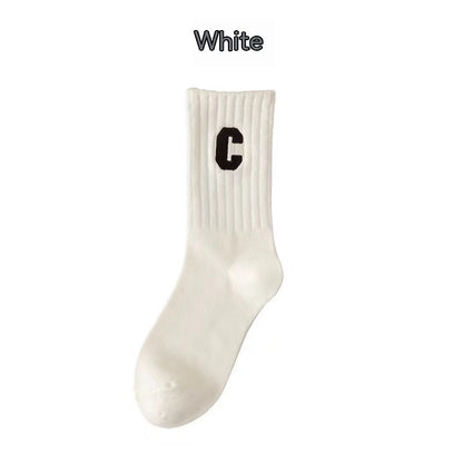 F.J.C. S.W. Brown Socks Women's Long  Letter " C" socks