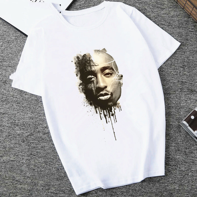 S.M. Hip-hop Fashion Print Men's And Women's Trendy T-shirt S.W.