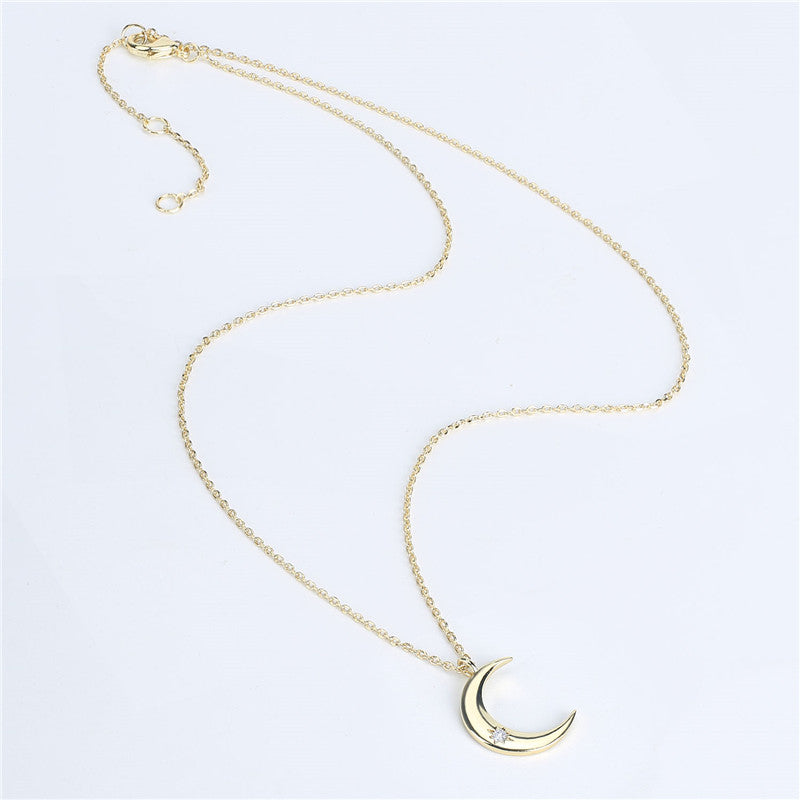 Crescent Necklace Zircon Necklace