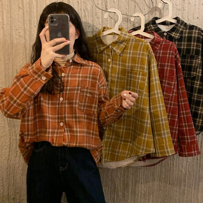 S.W. Retro plaid shirt women