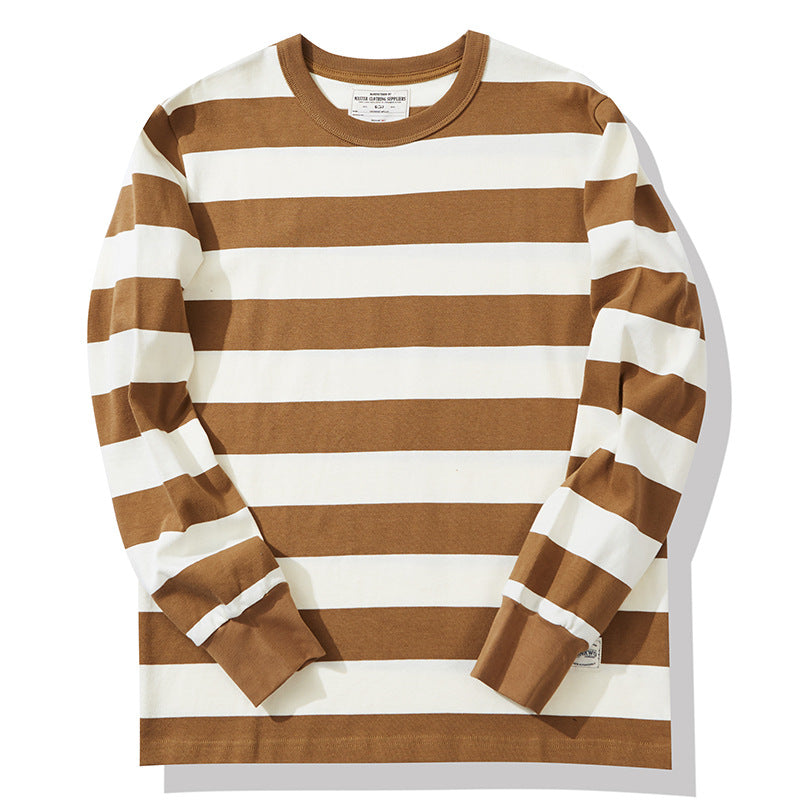 S.M. Cotton Striped Long Sleeve T-Shirt Men Classical Casual Thick Pullover Tops