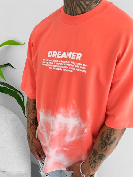 S.M. Men's "Dreamer" Letter Print Crew Neck Casual T-shirt