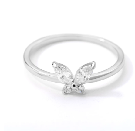 Gold-plated Butterfly Zircon Ring