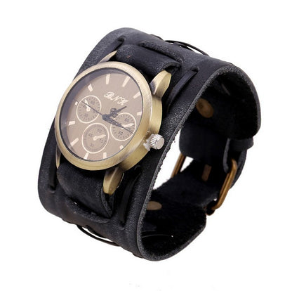 Men's Wide Leather Watch Vintage Bracelet