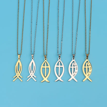 Simple Clavicle Chain Pendant Fishbone Ornament Necklace