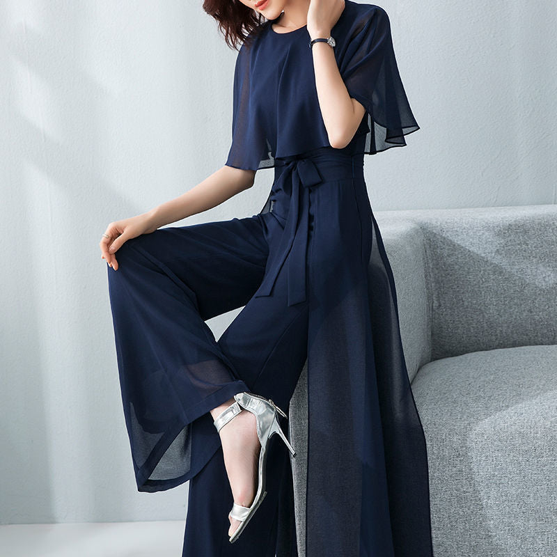 S.W. Lotus sleeve jumpsuit women's wide leg  temperament jumpsuit