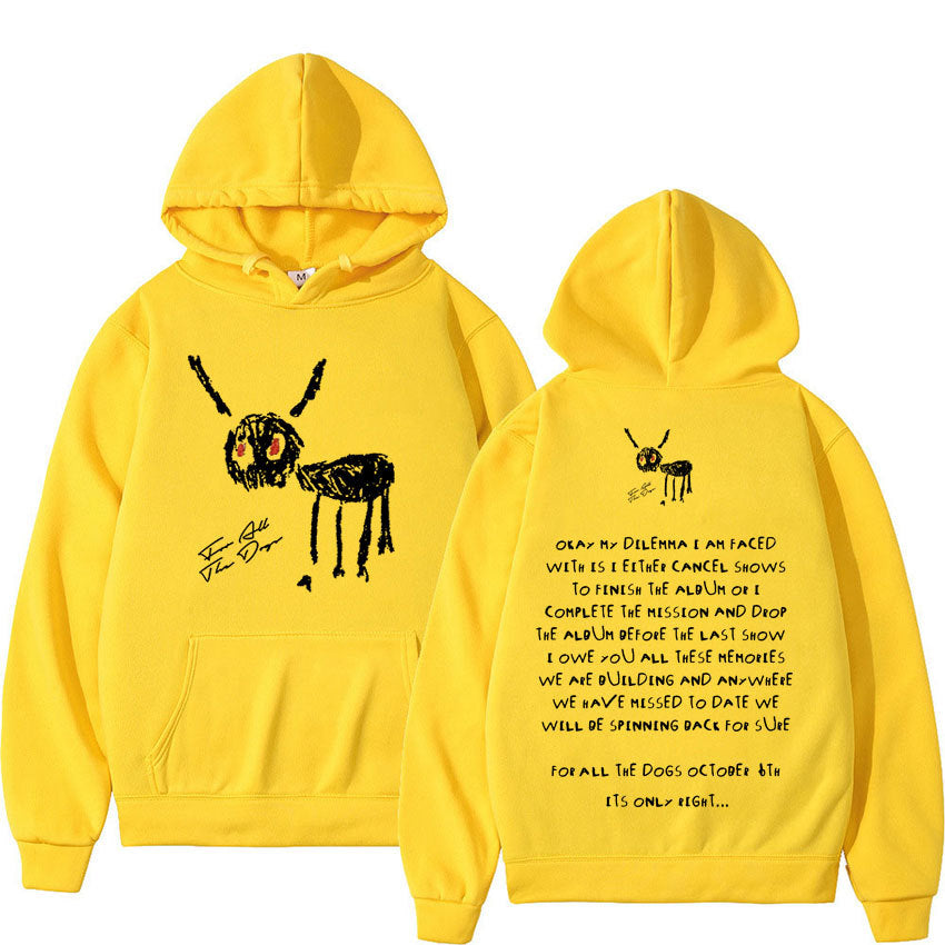 S.M.  Rapper Drake For All The Dogs Letter Hoodie