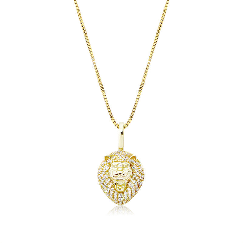 a necklace with a lion head on it