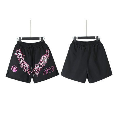 S.M. American HELLSTAR letter-printed shorts