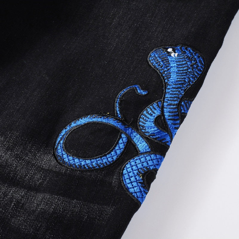 S.M.  Embroidered One Piece Dropshipping Patch Skinny Jeans For Men