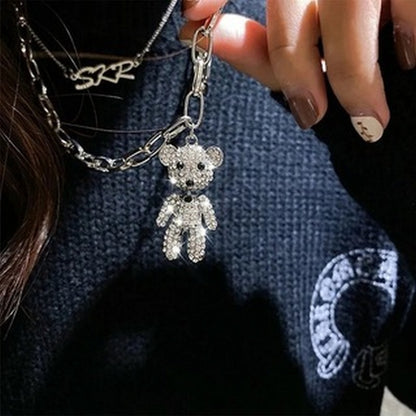 Women's Double Layer Bear Pendant Sweater Chain