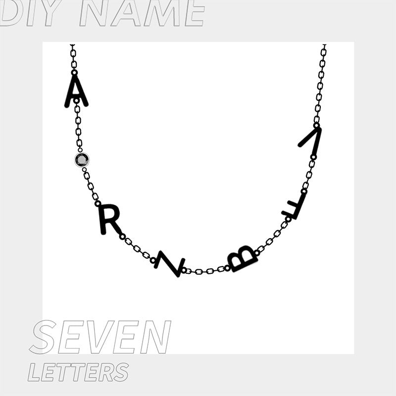 Stainless Steel 26 English Letter Name Necklace- F.J.C. JEWELRY