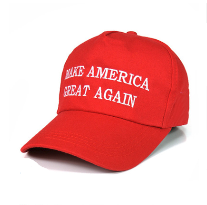 a red hat that says make america great again