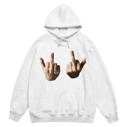 Middle Finger Hooded Sweater For Boys Loose Long Sleeve