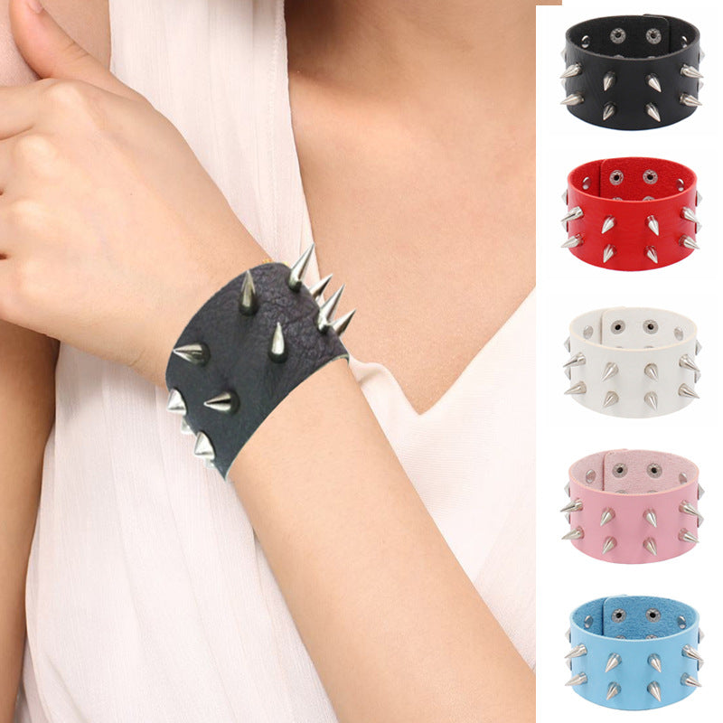 Fashion Leather Rivet Snap Bracelet