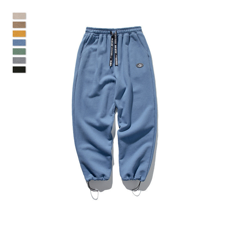 Men's SOLID COLOR Drawstring  stretch sweatpants S.M.