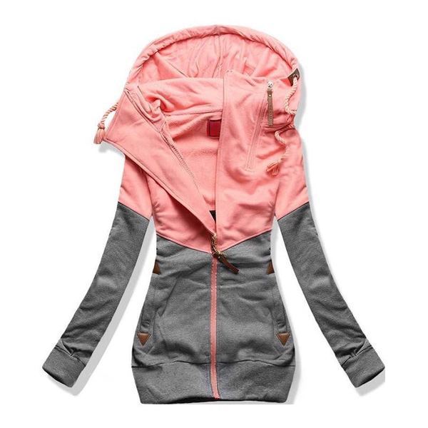 F.J.C. S.W.  Women's Double Zip Color Block Hooded Long Sleeve Jacket