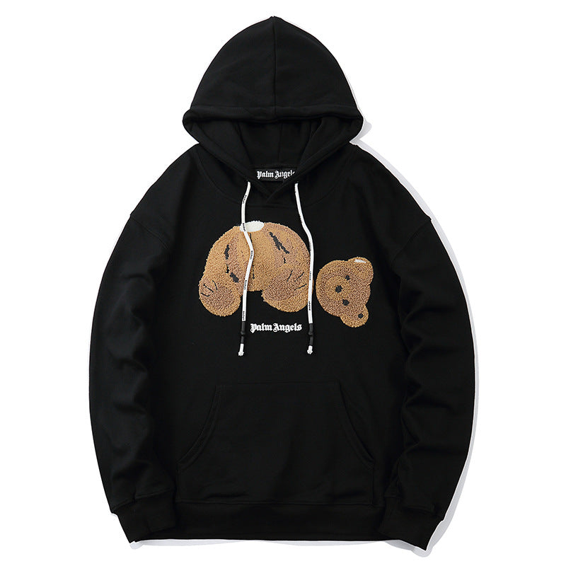 S.M.  High Street Fashion Brand Cartoon Bear Men's  Pocket Hoodie