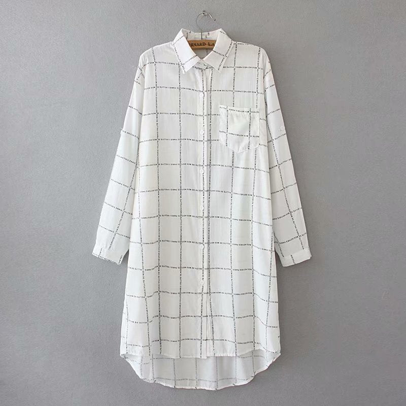 New Mid-length Chiffon Sunscreen Clothing Women Korean Long-sleeved Loose Plaid Thin Coat