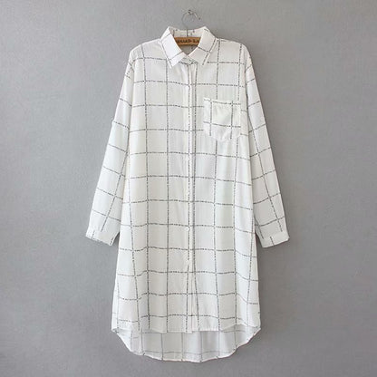 New Mid-length Chiffon Sunscreen Clothing Women Korean Long-sleeved Loose Plaid Thin Coat