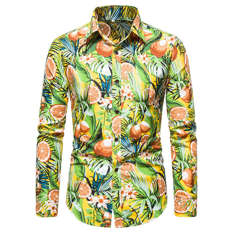 Mens Casual Long Sleeved Floral Shirt