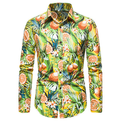 Mens Casual Long Sleeved Floral Shirt