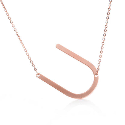 Fabulous Rose Gold Plated Stainless Steel Initial Letter Pendant Necklace