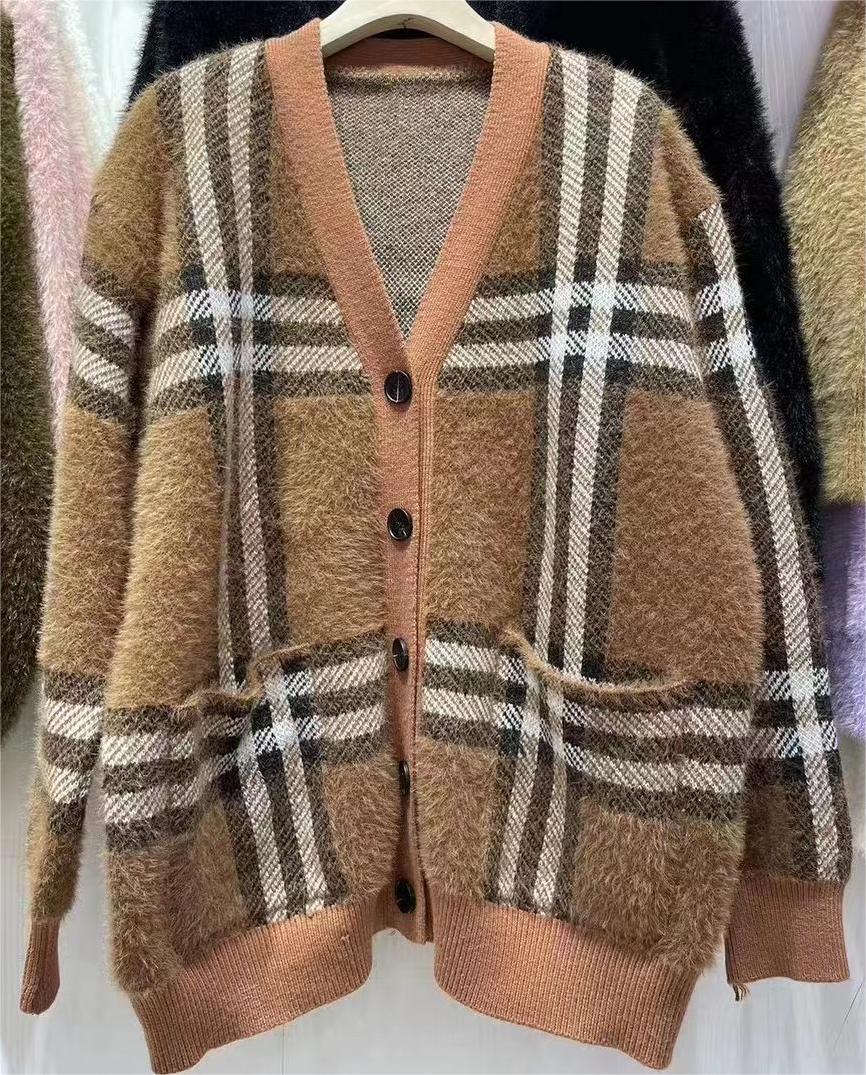 Loose And Lazy Style Mid-length Knitted Cardigan Jacket