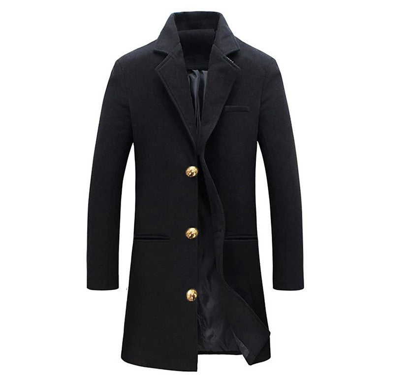 S.M.  Woolen Coat Men's Mid-length Trench Coat Multi-color