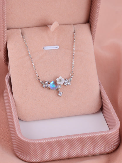 Flower Necklace Sterling Silver Clavicle Pendant For Women