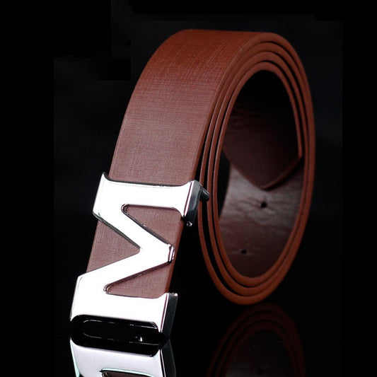 Men's Style Letter M Smooth Buckle Belt S.M.