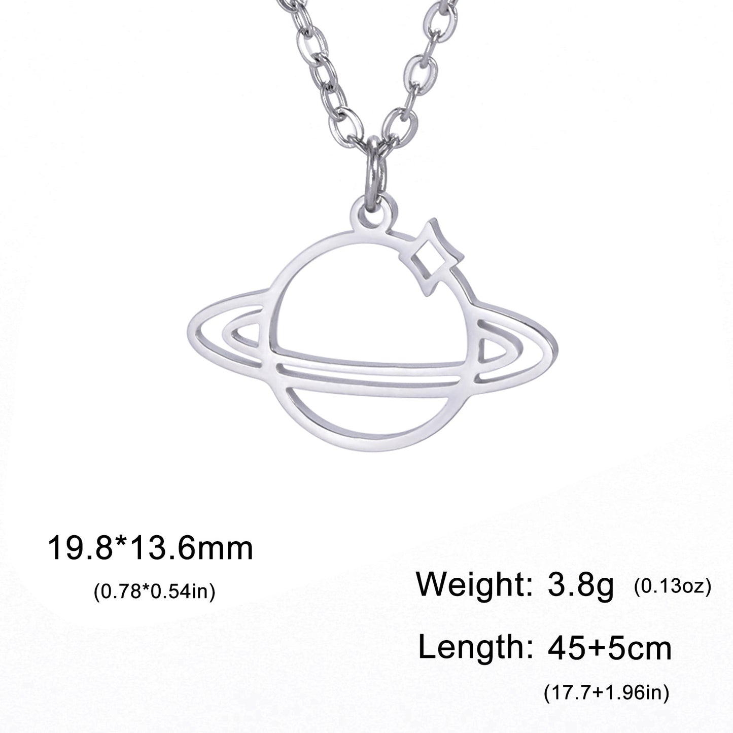 Titanium Steel Cut Hollow 18K Real Gold Plating Non-fading Planet Pendant Necklace